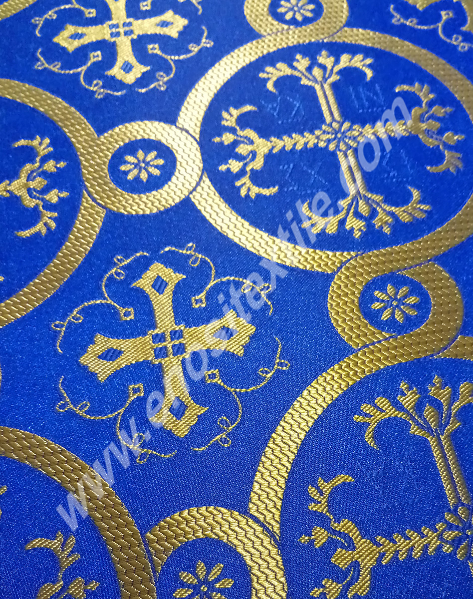 KL-026 Navy Blue-Gold Brocade Fabrics